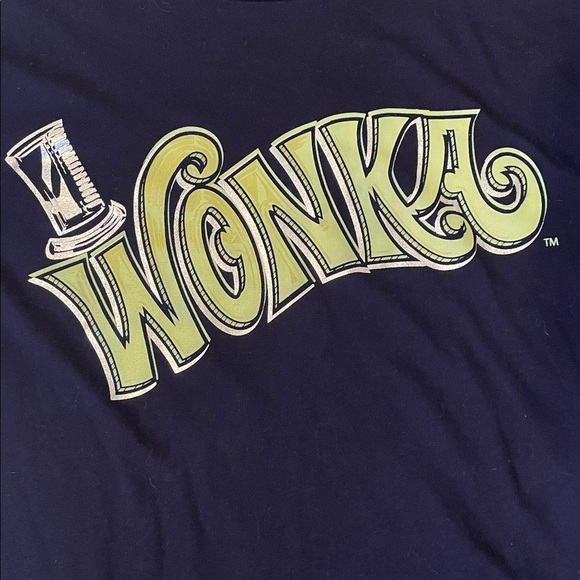 Willy Wonka Chocolate Factory Black Crew Neck Kids L 10-12 Gold Graphic NWOT - Picture 2 of 5